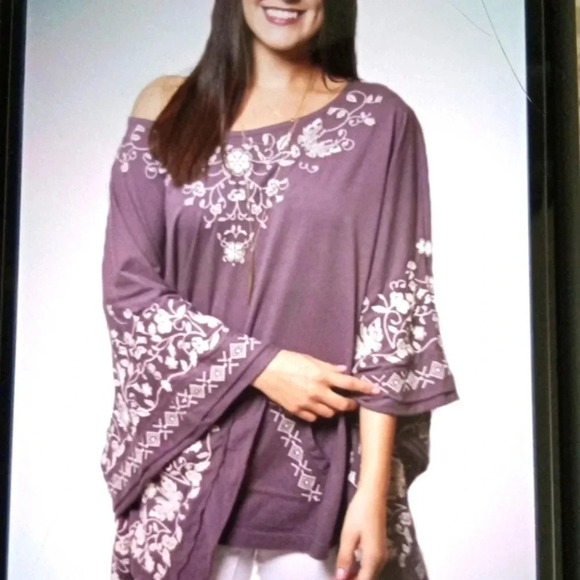 Jonny was Jm Los Angeles xs/s embroidered batwin poncho Tunic - Picture 1 of 7